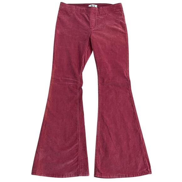 Free People Corduroy Pink Pull On Flare Pants Size 32 (flawed) - Picture 1 of 9
